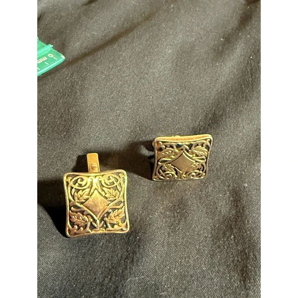 Vintage Black Gold Swank Cufflinks Filigree Ornate Wedding Cuff Link‎ Links Men